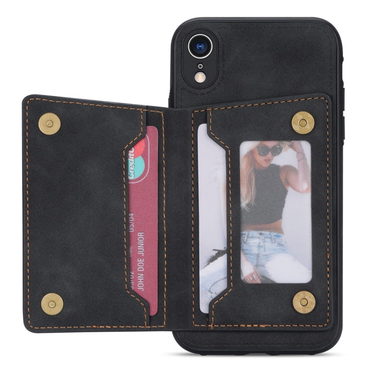 For iPhone XR Zipper Card Holder Phone Case