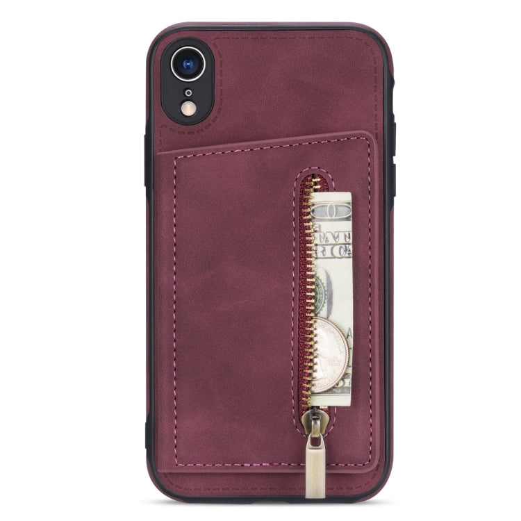 For iPhone XR Zipper Card Holder Phone Case