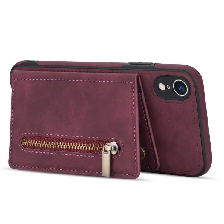 For iPhone XR Zipper Card Holder Phone Case