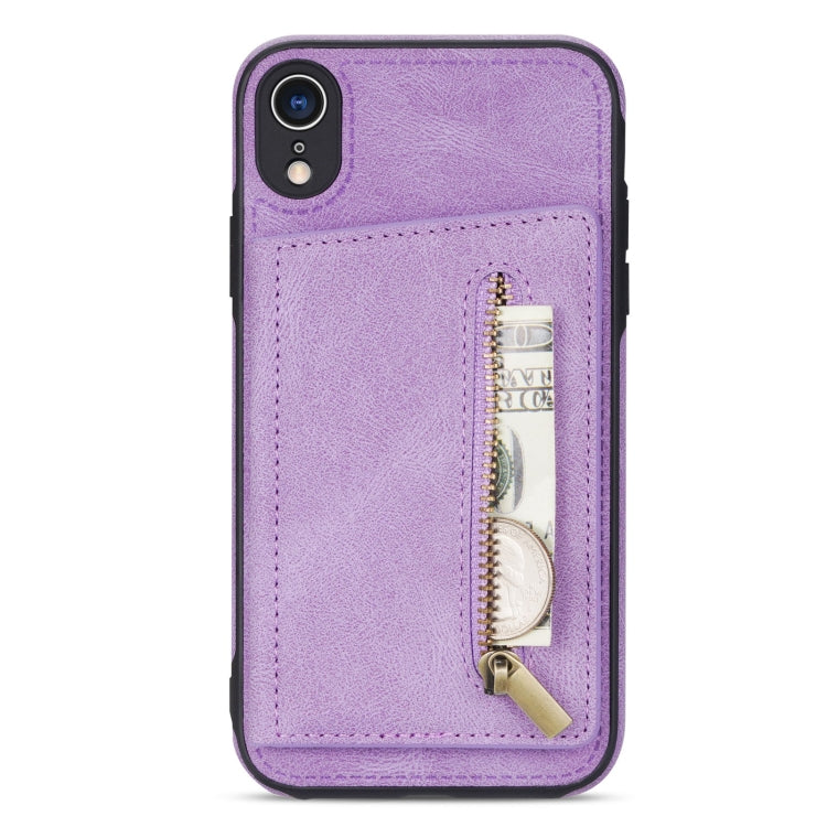 For iPhone XR Zipper Card Holder Phone Case