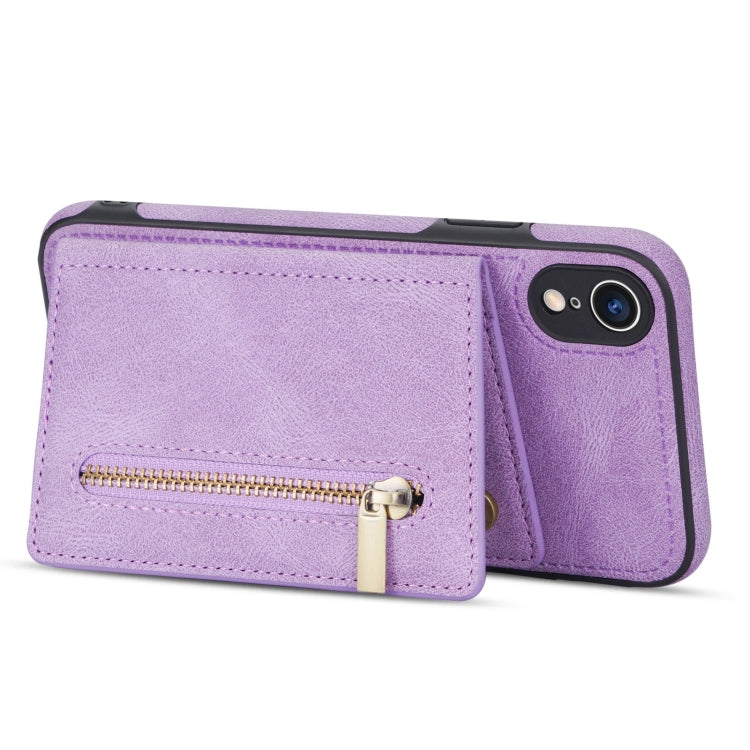For iPhone XR Zipper Card Holder Phone Case
