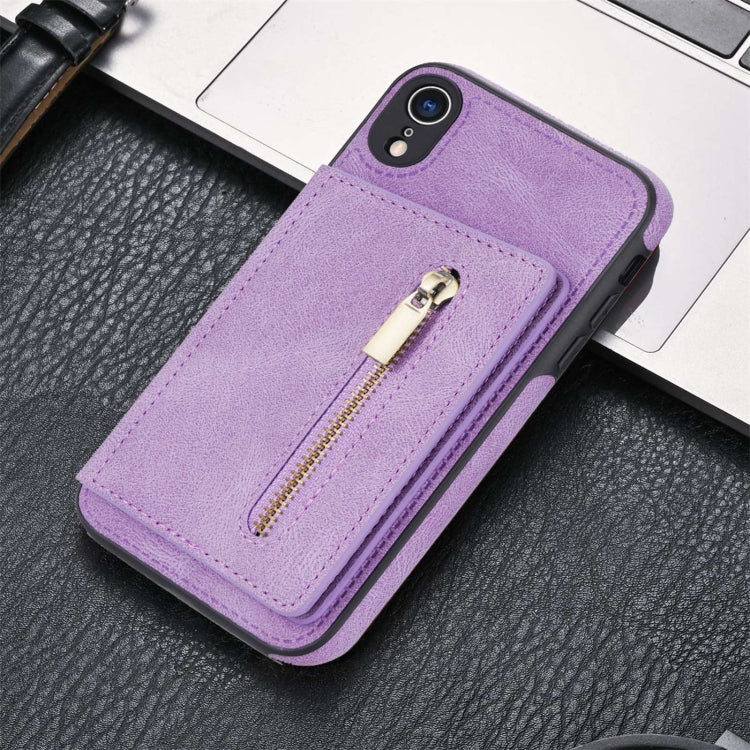 For iPhone XR Zipper Card Holder Phone Case