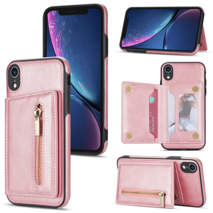 For iPhone XR Zipper Card Holder Phone Case