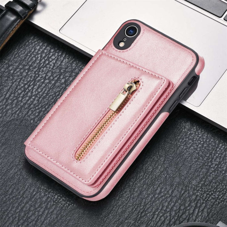 For iPhone XR Zipper Card Holder Phone Case