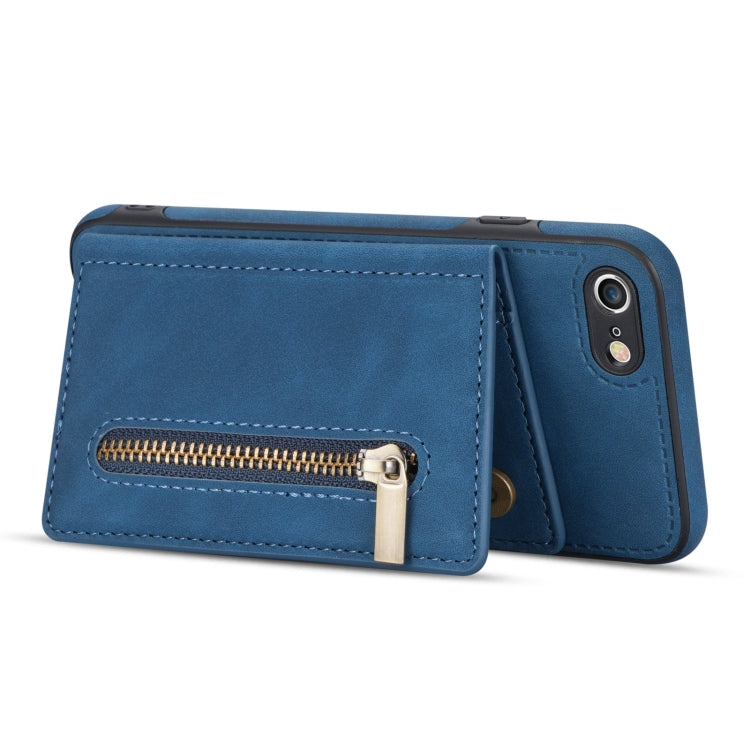 For iPhone SE 2022 / SE 2020 / 8 / 7 Zipper Card Holder Phone Case