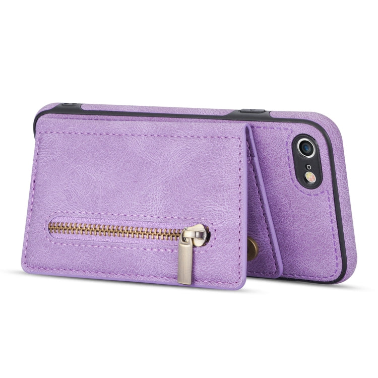 For iPhone SE 2022 / SE 2020 / 8 / 7 Zipper Card Holder Phone Case