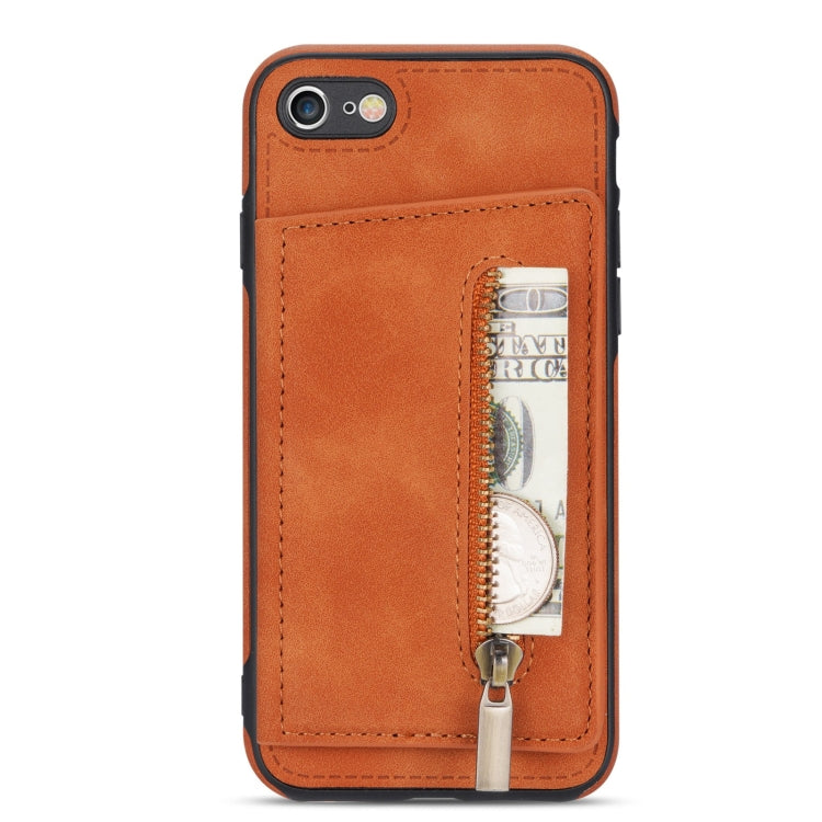 For iPhone SE 2022 / SE 2020 / 8 / 7 Zipper Card Holder Phone Case