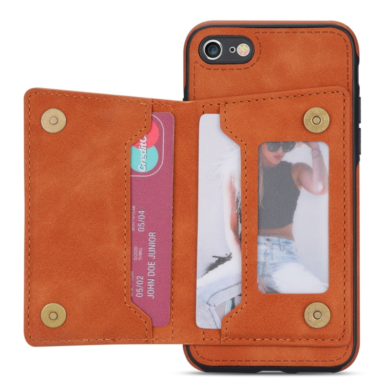 For iPhone SE 2022 / SE 2020 / 8 / 7 Zipper Card Holder Phone Case