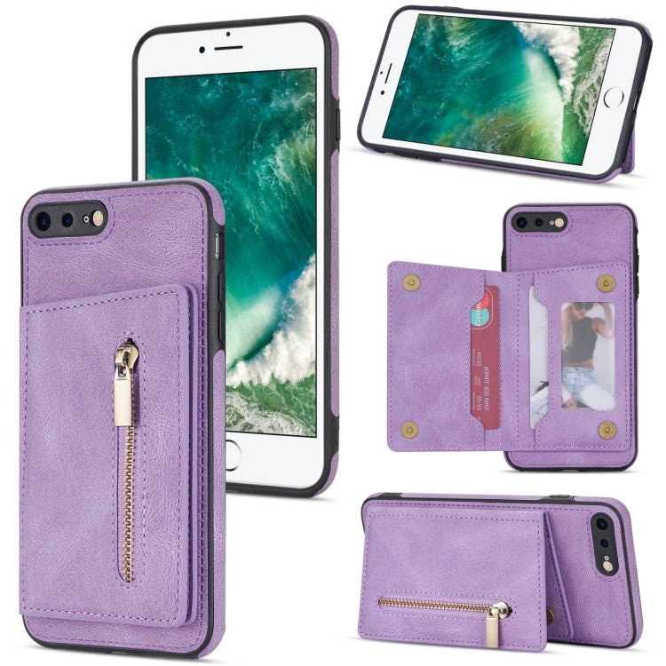 Zipper Card Holder Phone Case For iPhone 8 Plus / 7 Plus