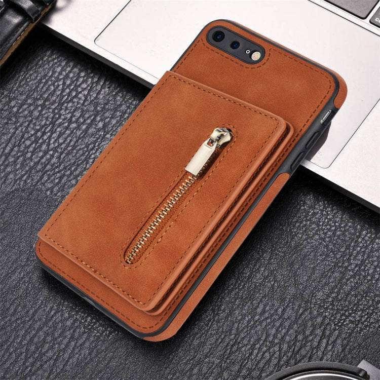 Zipper Card Holder Phone Case For iPhone 8 Plus / 7 Plus