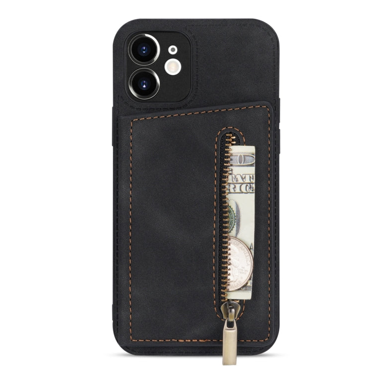 For iPhone 12 mini Zipper Card Holder Phone Case