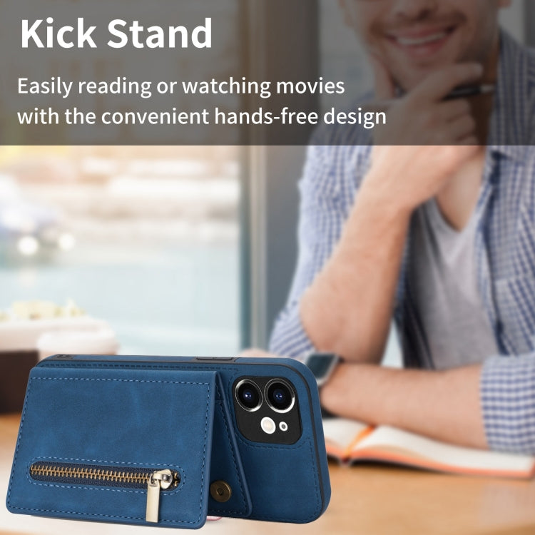 For iPhone 12 mini Zipper Card Holder Phone Case