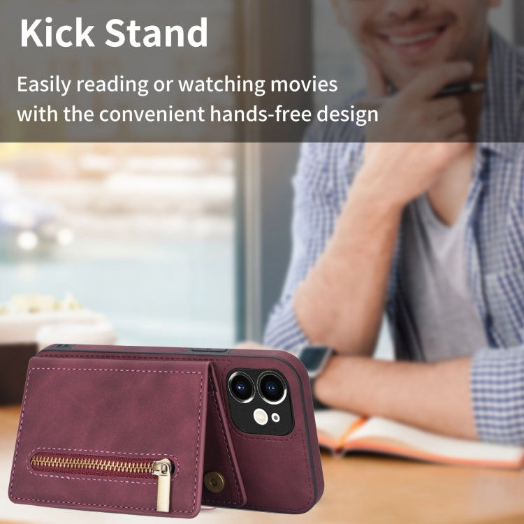 For iPhone 12 mini Zipper Card Holder Phone Case