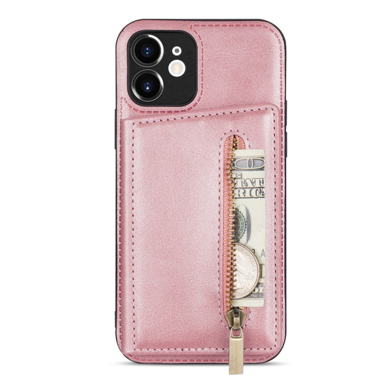 For iPhone 12 mini Zipper Card Holder Phone Case