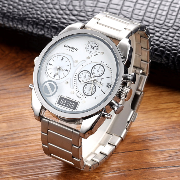 CAGARNY 6822 Four Time Display Dual Movement Steel Band Watch For Men(Silver Shell Steel Band)