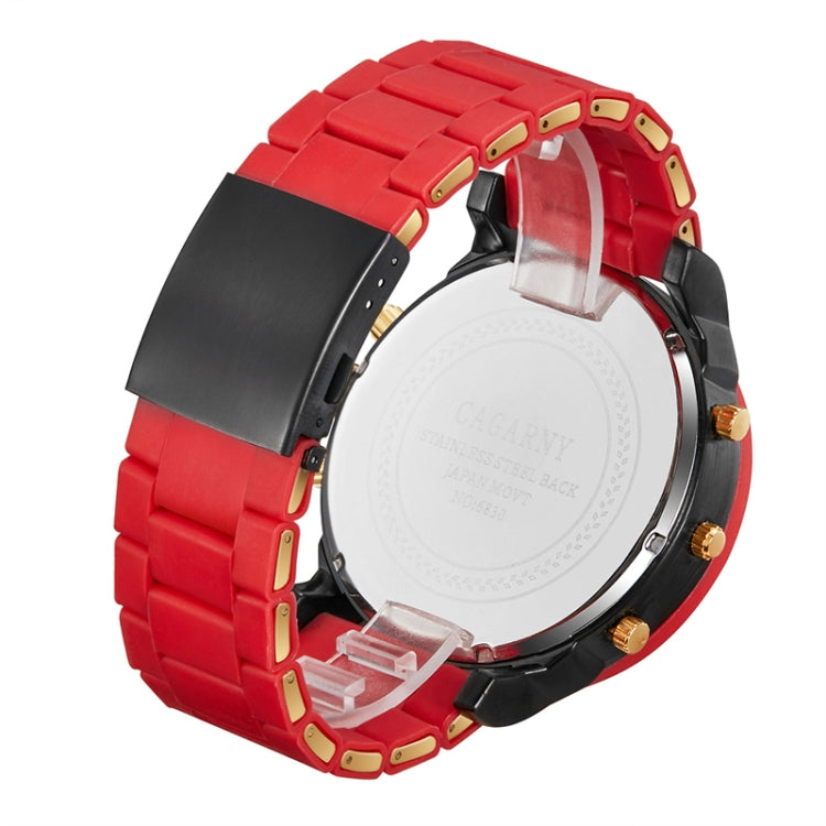 CAGARNY 6830 Quartz Dual Movement Rubberized Steel Band Watch For Men(Red)