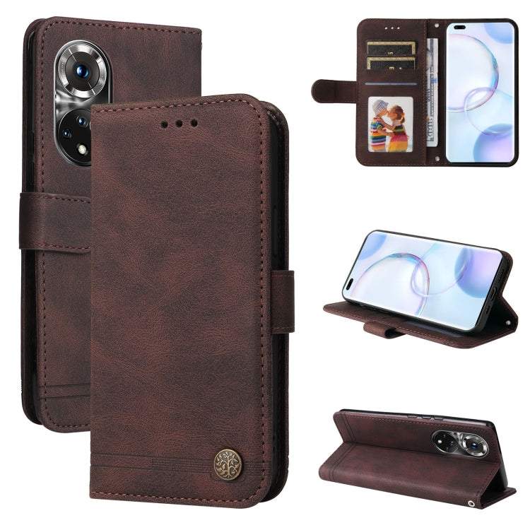 For Honor 50 Pro / Huawei nova 9 Pro Skin Feel Life Tree Metal Button Leather Phone Case
