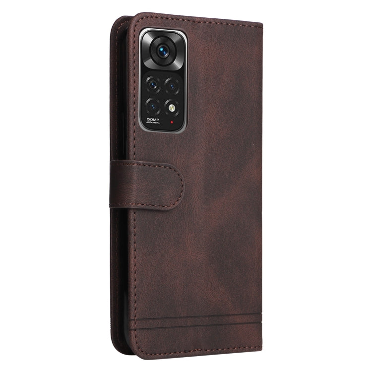 For Infinix Note 11 Skin Feel Life Tree Metal Button Leather Phone Case