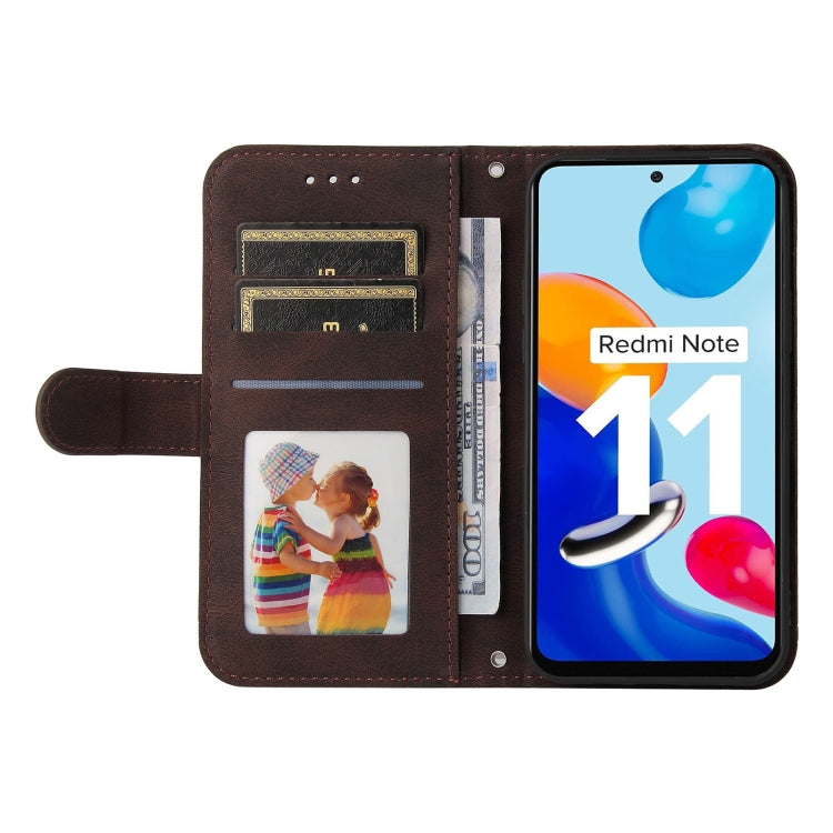 For Infinix Note 11 Skin Feel Life Tree Metal Button Leather Phone Case