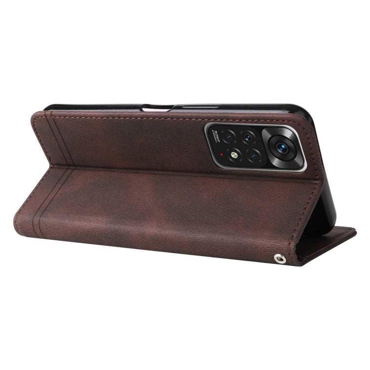 For Infinix Note 11 Skin Feel Life Tree Metal Button Leather Phone Case