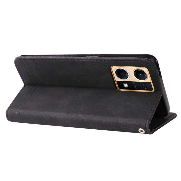 For OPPO Reno7 4G / F21 Pro 4G Skin Feel Life Tree Metal Button Leather Phone Case