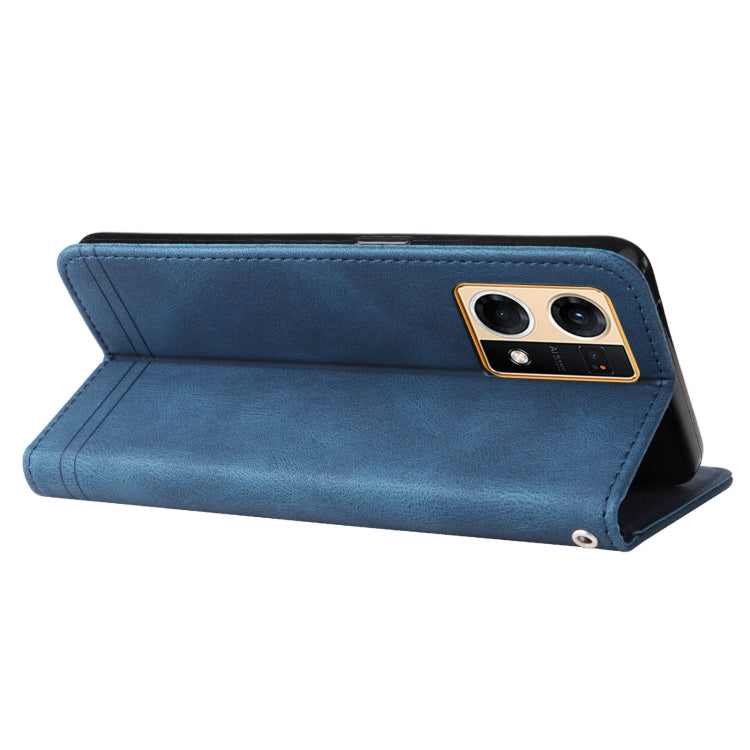 For OPPO Reno7 4G / F21 Pro 4G Skin Feel Life Tree Metal Button Leather Phone Case