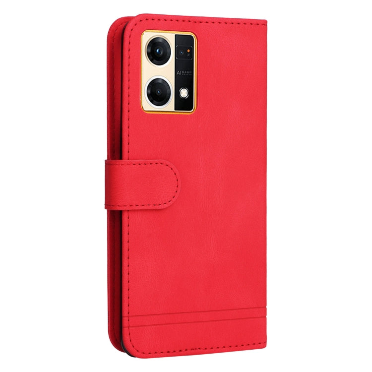 For OPPO Reno7 4G / F21 Pro 4G Skin Feel Life Tree Metal Button Leather Phone Case