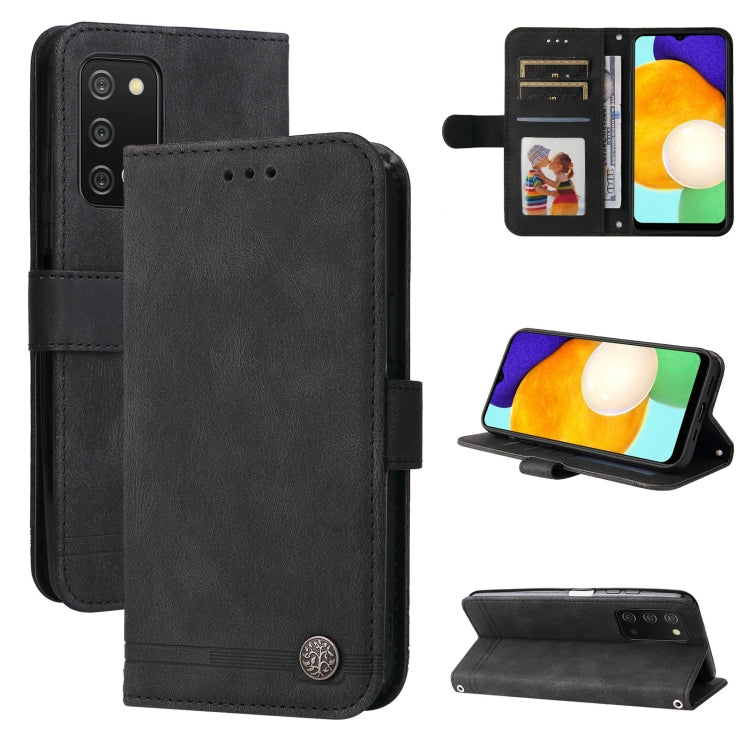For Samsung Galaxy A03s US Version Skin Feel Life Tree Metal Button Leather Phone Case