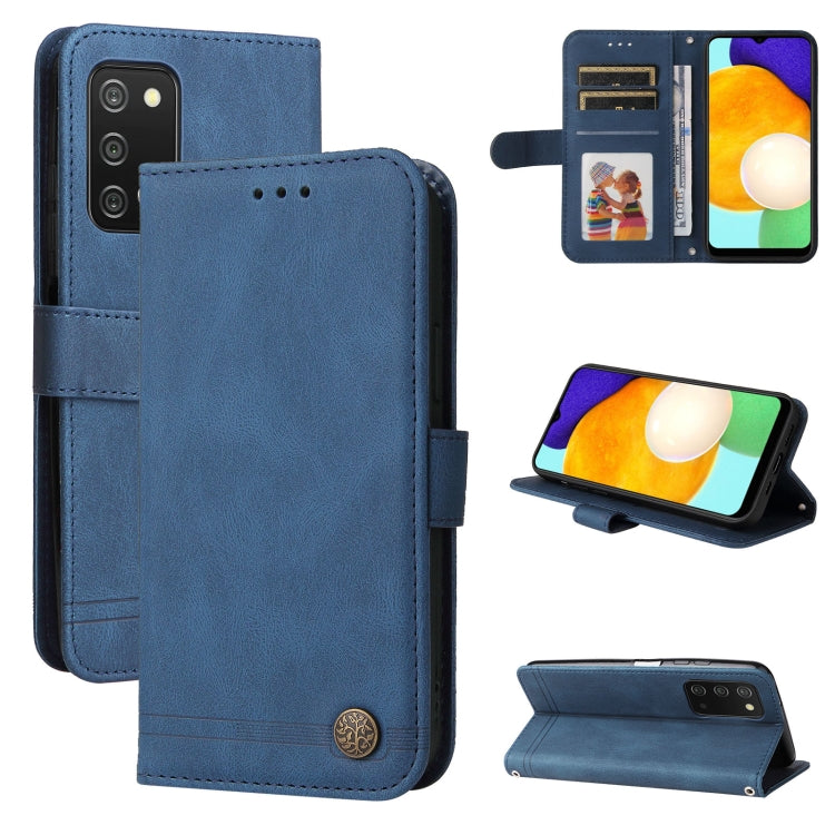 For Samsung Galaxy A03s US Version Skin Feel Life Tree Metal Button Leather Phone Case