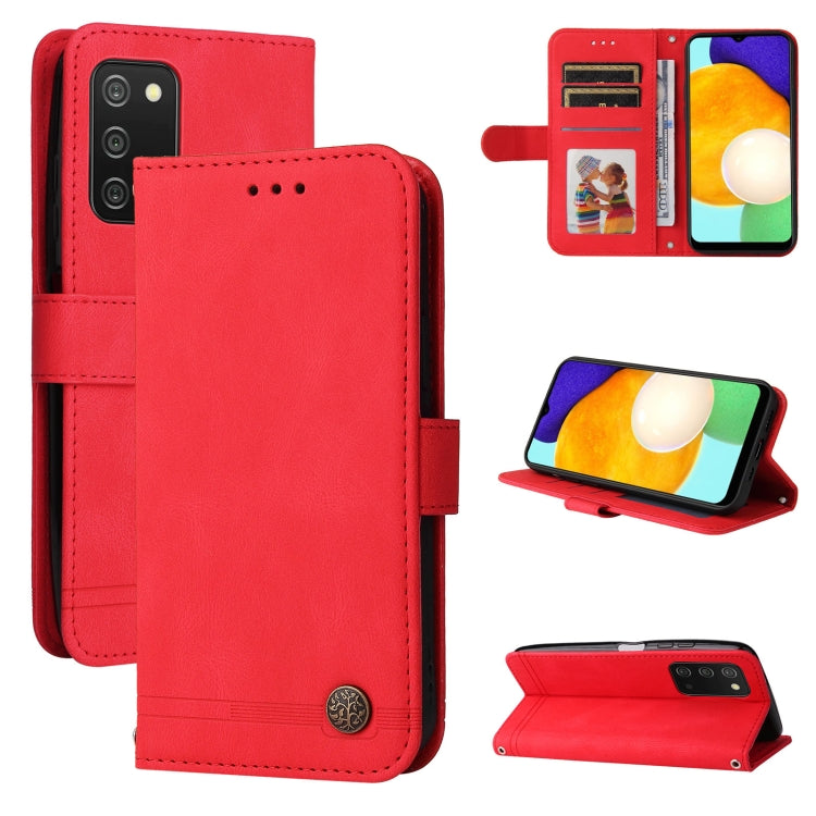For Samsung Galaxy A03s US Version Skin Feel Life Tree Metal Button Leather Phone Case