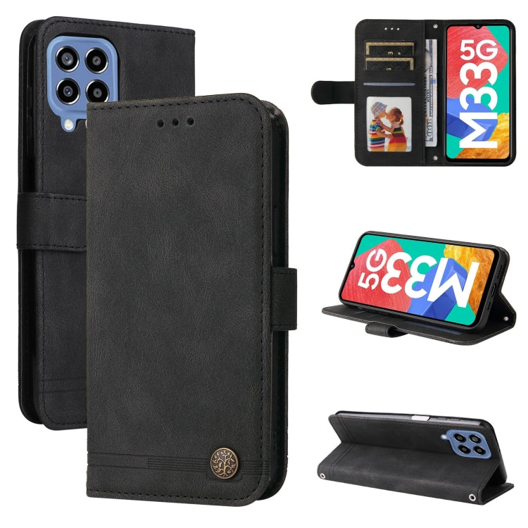 For Samsung Galaxy M33 5G Global Skin Feel Life Tree Metal Button Leather Phone Case