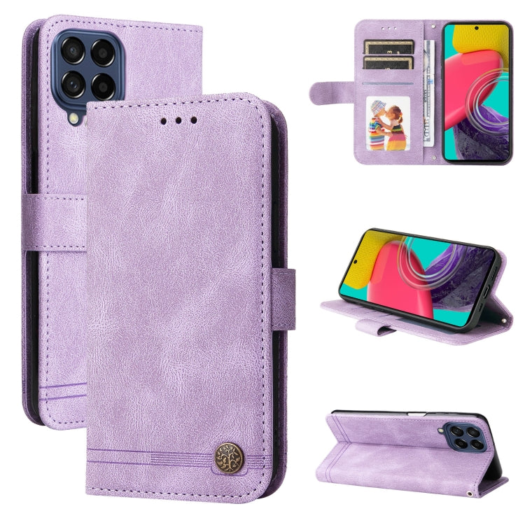 For Samsung Galaxy M53 5G Skin Feel Life Tree Metal Button Leather Phone Case