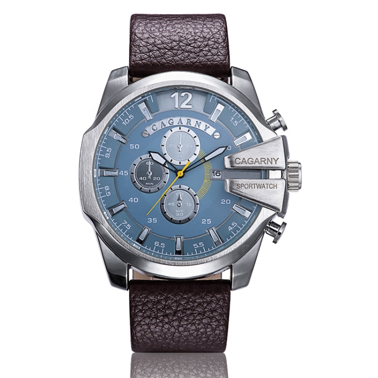 CAGARNY 6839 Irregular Large Dial Leather Band Quartz Sports Watch For Men
