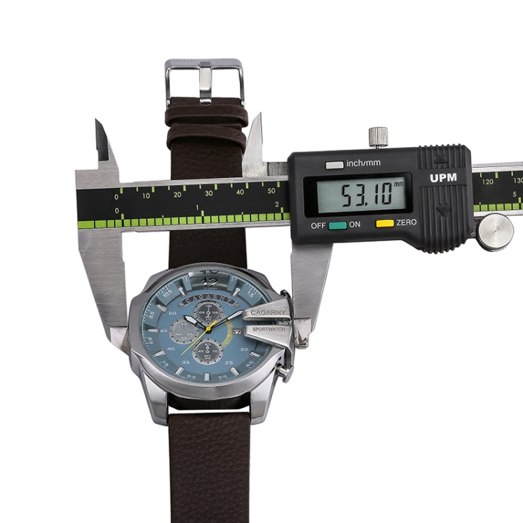CAGARNY 6839 Irregular Large Dial Leather Band Quartz Sports Watch For Men