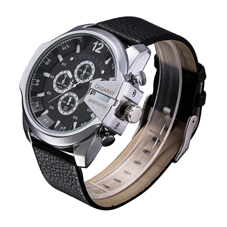 CAGARNY 6839 Irregular Large Dial Leather Band Quartz Sports Watch For Men
