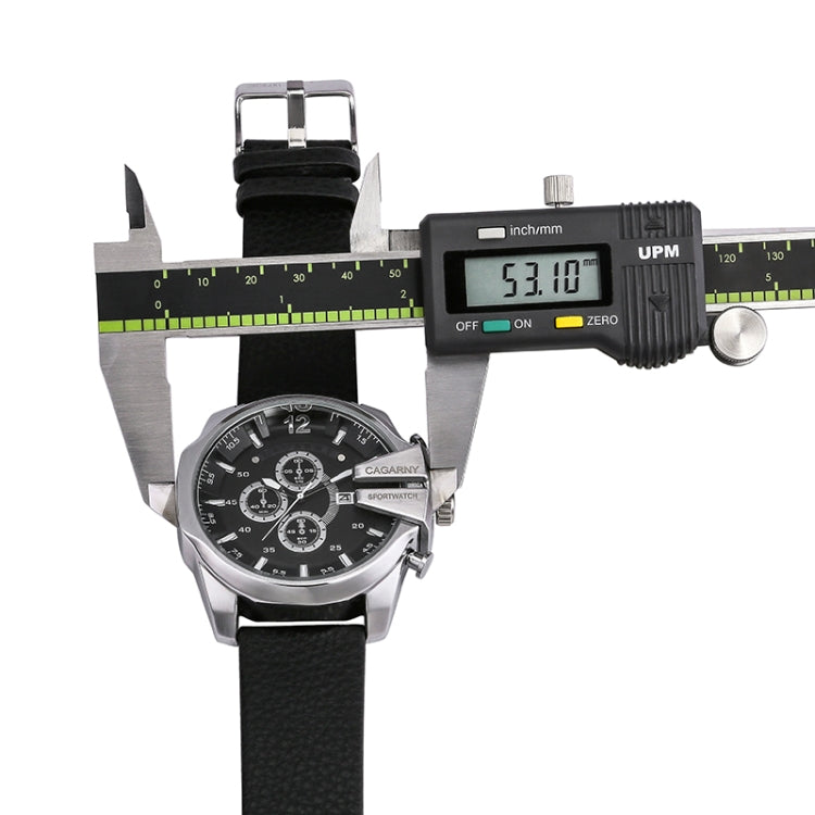 CAGARNY 6839 Irregular Large Dial Leather Band Quartz Sports Watch For Men