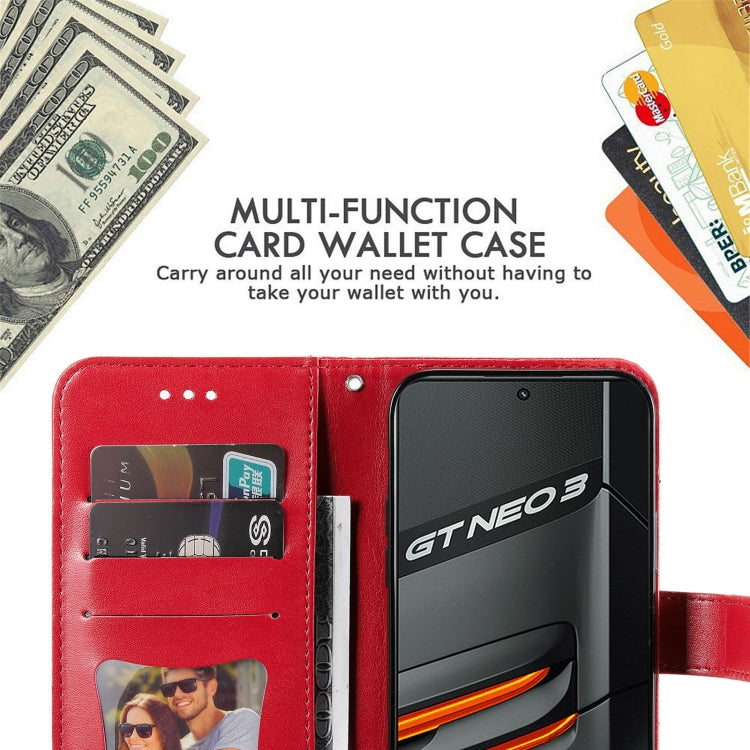 For OPPO Realme GT Neo3 7-petal Flowers Embossing Pattern Leather Phone Case