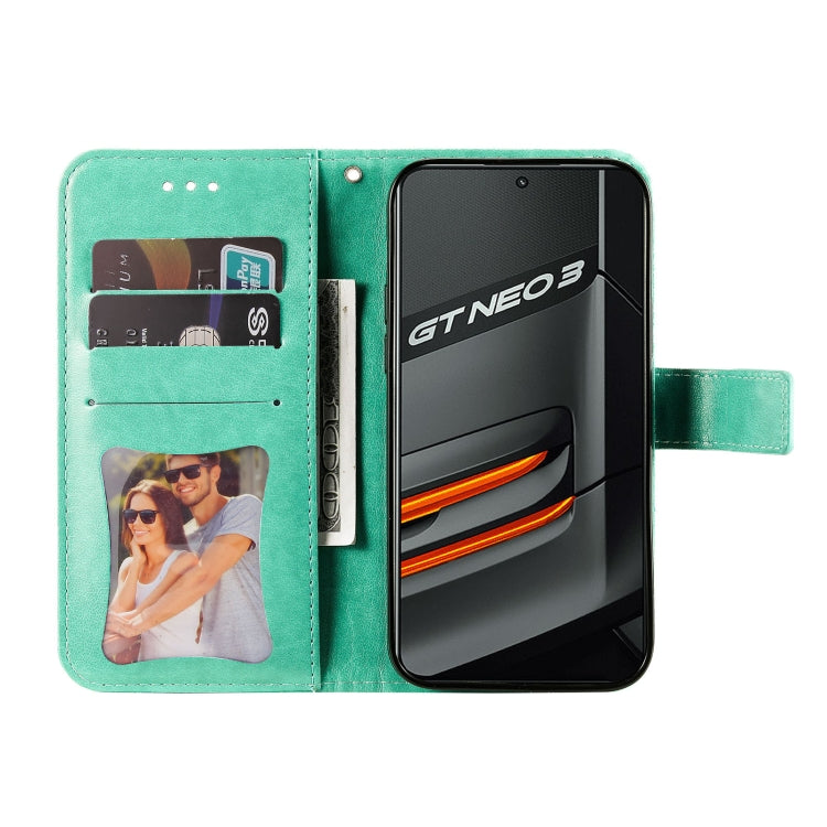 For OPPO Realme GT Neo3 7-petal Flowers Embossing Pattern Leather Phone Case