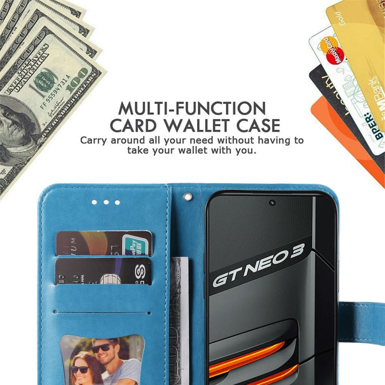 For OPPO Realme GT Neo3 7-petal Flowers Embossing Pattern Leather Phone Case