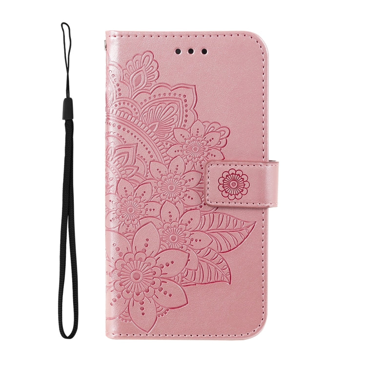 For OPPO Reno7 4G / F21 Pro 4G 7-petal Flowers Embossing Pattern Leather Phone Case