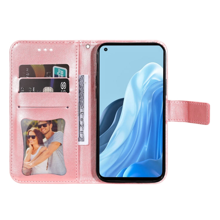 For OPPO Reno7 4G / F21 Pro 4G 7-petal Flowers Embossing Pattern Leather Phone Case