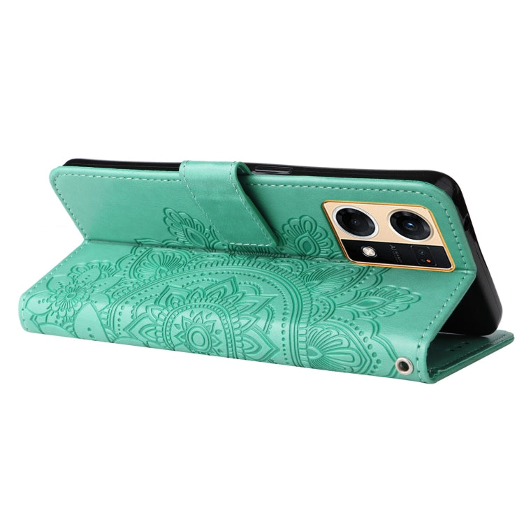 For OPPO Reno7 4G / F21 Pro 4G 7-petal Flowers Embossing Pattern Leather Phone Case