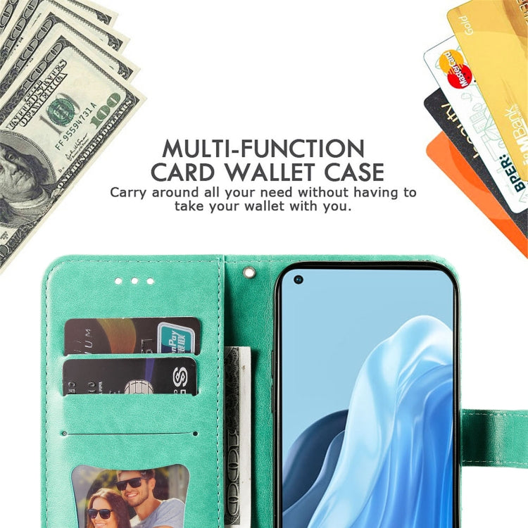 For OPPO Reno7 4G / F21 Pro 4G 7-petal Flowers Embossing Pattern Leather Phone Case