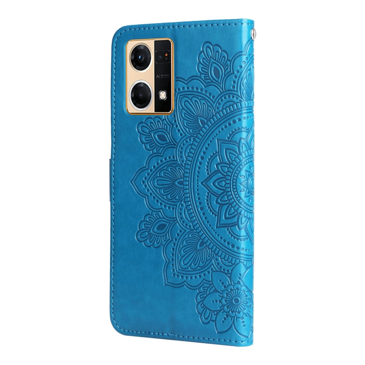 For OPPO Reno7 4G / F21 Pro 4G 7-petal Flowers Embossing Pattern Leather Phone Case
