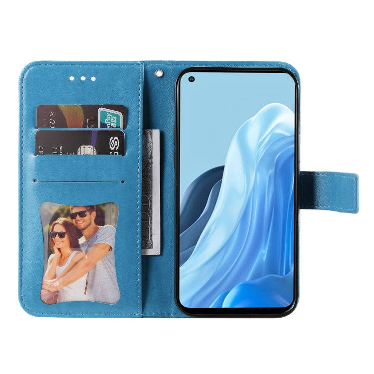 For OPPO Reno7 4G / F21 Pro 4G 7-petal Flowers Embossing Pattern Leather Phone Case