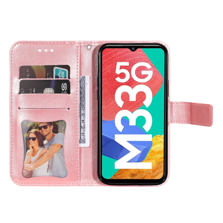 For Samsung Galaxy M33 5G Global 7-petal Flowers Embossing Pattern Leather Phone Case