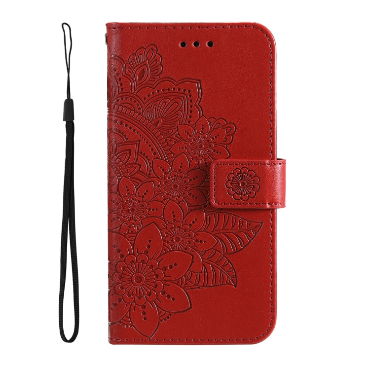 For Samsung Galaxy M33 5G Global 7-petal Flowers Embossing Pattern Leather Phone Case
