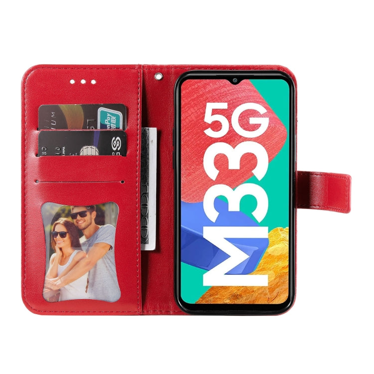 For Samsung Galaxy M33 5G Global 7-petal Flowers Embossing Pattern Leather Phone Case