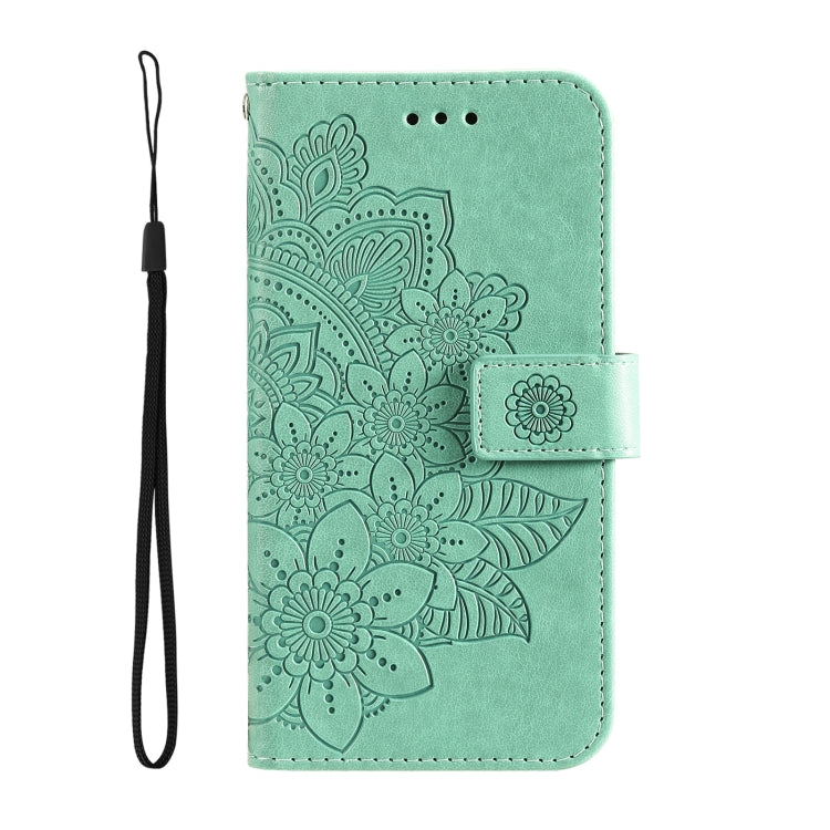 For Samsung Galaxy M33 5G Global 7-petal Flowers Embossing Pattern Leather Phone Case