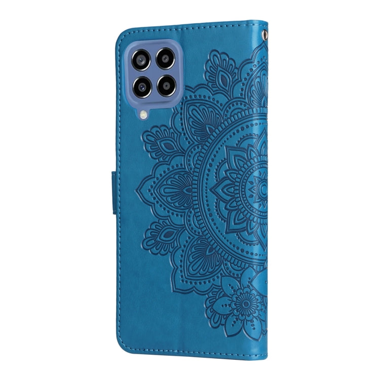For Samsung Galaxy M33 5G Global 7-petal Flowers Embossing Pattern Leather Phone Case